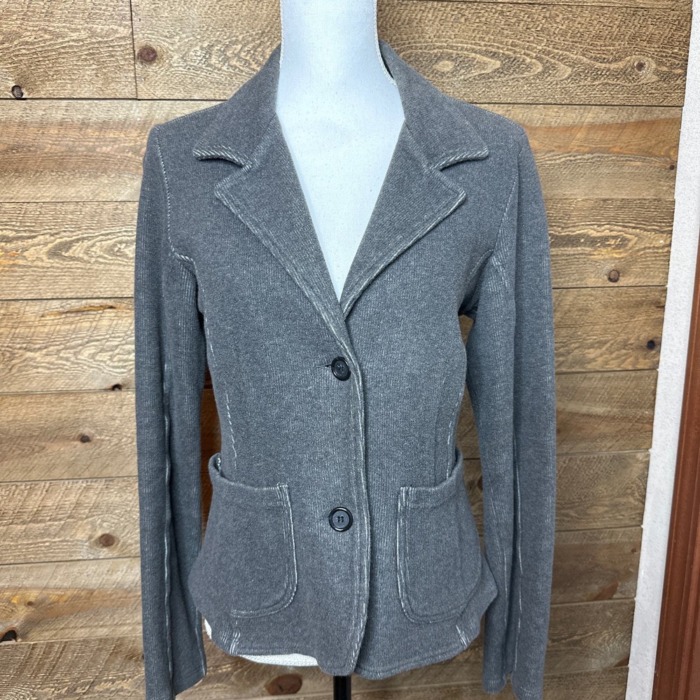 James Perse Soft Ribbed Gray Button Front Blazer Size 2/Medium
